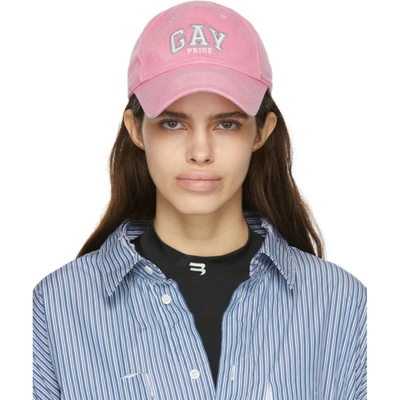 Balenciaga Embroidered Cotton-twill Baseball Cap In Light Pink