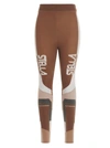 Stella Mccartney Brown Polyamide Stella Sport Logo Leggings In Beige