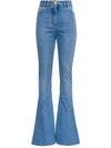 BALMAIN FLARED DENIM JEANS WITH LOGOED INSERTS,WF1MJ025D1296FC