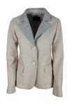 LORENA ANTONIAZZI BLAZER JACKET IN WOOLEN CLOTH WITH ELBOW PATCHES. CLOSURE WITH 2 BUTTONS,A2167GA11A 35871436