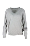 BRUNELLO CUCINELLI BRUNELLO CUCINELLI CASHMERE V-NECK SWEATER WITH ROWS OF JEWELS ON THE ARM,M12172602 .C2719