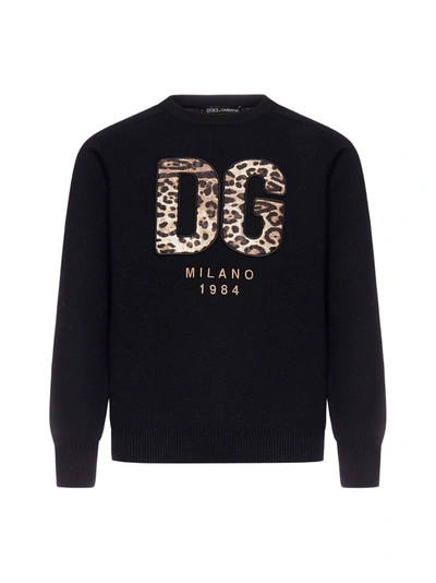 Dolce & Gabbana Black Sweater With Dg Patch