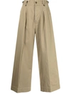 Rrl Wide-leg Cropped Trousers In Braun