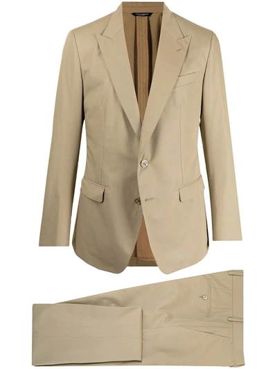 Dolce & Gabbana Tailored Straight Suit In Braun