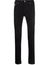 Versace Jeans Couture Embroidered Logo Slim-fit Jeans In Black