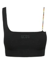 Gcds Embellished Strap Ribbed Top In Black