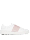 Valentino Garavani And Pink Open Leather Sneakers In White