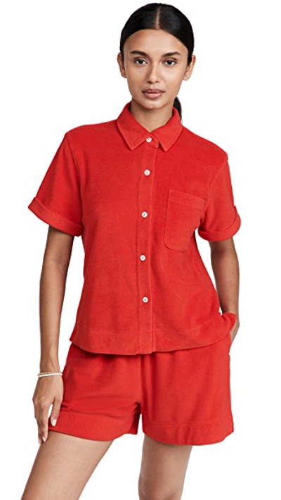 Alex Mill Benny Cotton-blend Terry Shirt In Red