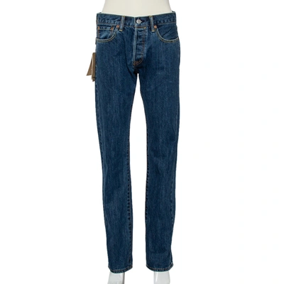 Pre-owned Burberry Indigo Medium Wash Denim Straight Fit Jeans M In Blue