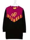 Off-white Kids' Colorblock Tassel Sweater Dress In Black