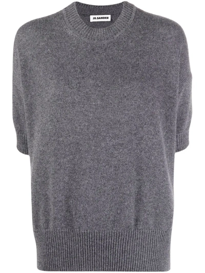 Jil Sander Short-sleeved Knit Jumper In Grey