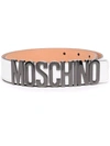 Moschino Men's Logo-buckle Leather Belt In White Black