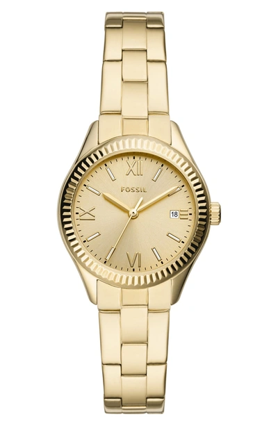 Fossil Rye Three-hand Date Gold-tone Stainless Steel Watch, 30mm
