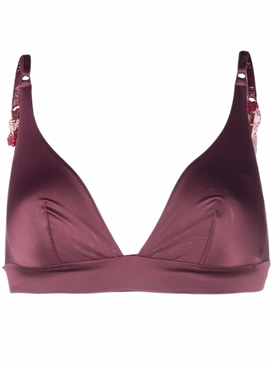 La Perla Embroidered Semi-sheer Bra In Purple