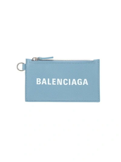 Balenciaga Cash Strapped Card Case In Blue