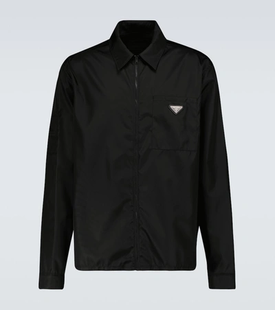 Prada Re-nylon Zipped Overshirt In Black