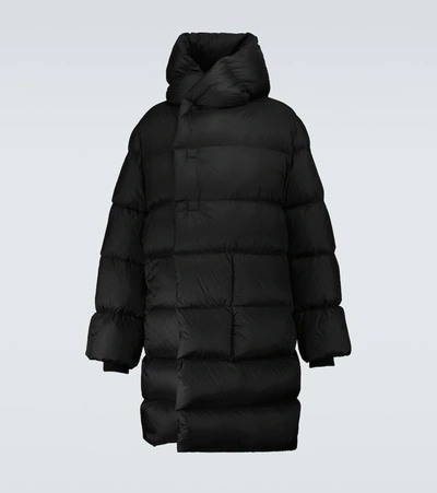 Rick Owens Wrap-front Hooded Quilted Down Coat In Black