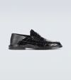 LOEWE CROC-EFFECT LEATHER LOAFERS,P00563084