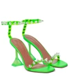 Amina Muaddi Julia Neon Crystal-spike Clear Sandals In Green