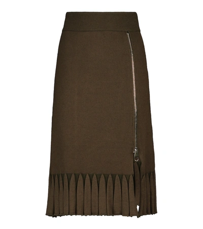 Chloé High-rise Wool-blend Midi Skirt In Sooty Green