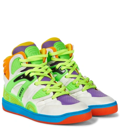Gucci Leather Basket Sneakers In White