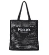 Prada Womens Black Logo-embellished Crochet Viscose Tote Bag In Black