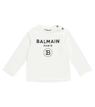 Balmain Babies' T-shirt Bianca In Jersey Di Cotone In Bianco