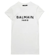Balmain Teen Sequin-logo Embellished T-shirt Dress In White