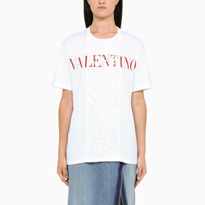 Valentino White T-shirt With Contrasting Logo Lettering