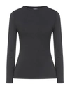 Alpha Studio Woman T-shirt Black Size 12 Viscose, Elastane