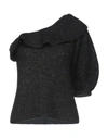 Red Valentino Rib-knit Asymmetric Top In Black