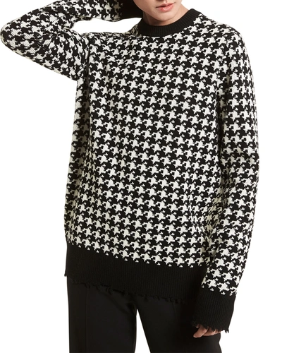 Michael Kors Houndstooth Cashmere Sweater In Black/ivor