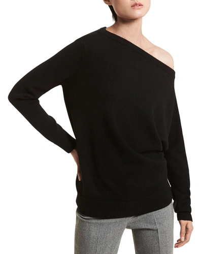 Michael Kors Off-the-shoulder Cashmere Sweater In Black