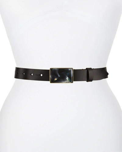 Isabel Marant Asher Leather Belt In Faded Black