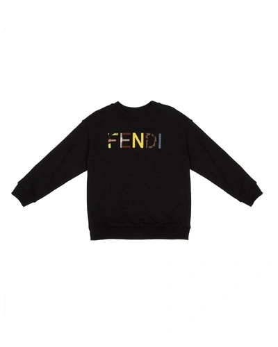 Fendi Kids' Boy's Mixed Logo-print Sweater In F0gme Black