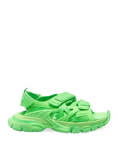 Balenciaga Men's Tonal Track Caged Sandals In Green