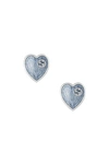 Gucci Extra Small Interlocking-g Blue Heart Stud Earrings In Silver & Blue