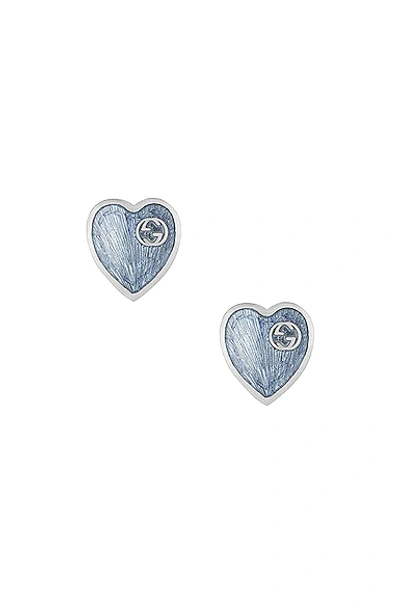 Gucci Xs Heart 耳饰 In Silver & Blue