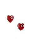 Gucci Women's Gg Hearts Sterling Silver & Red Enamel Stud Earrings