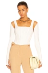 Dion Lee White Pointelle Long Sleeve Corset & Cardigan In Ivory