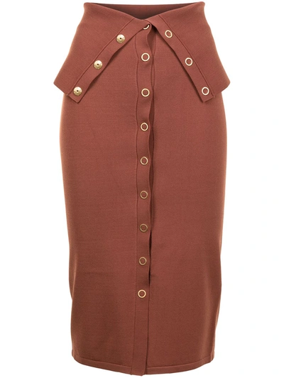 Dion Lee Hosiery Placked Midi Skirt In Brown