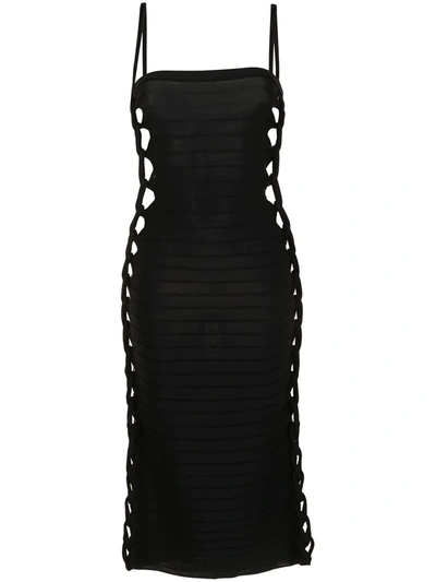 Dion Lee Womens Black Mirror Braid Stretch-jersey Midi Dress Xs