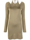 Dion Lee Taupe Horse Bit Long Sleeve Mini Dress In Green