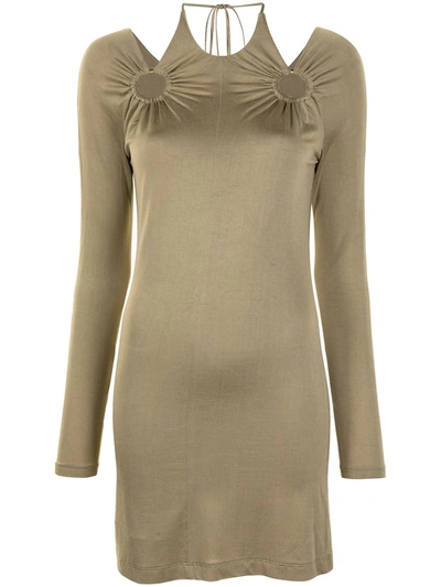 Dion Lee Taupe Horse Bit Long Sleeve Mini Dress In Mushroom