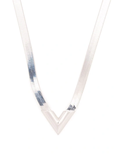 Bottega Veneta V-plaque Necklace In Silber