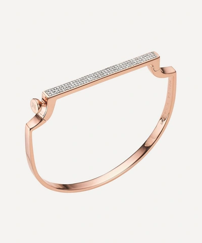 Monica Vinader Rose Gold Plated Vermeil Silver Signature Small Thin Diamond Bangle