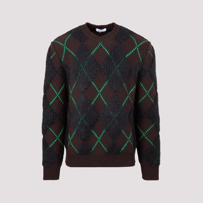Bottega Veneta Rhombus Patterned Crewneck Sweater In Fondente
