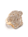 Versace Gold Tone La Medusa Crystal Ring In Gold