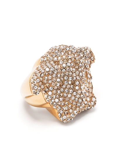 Versace Gold Tone La Medusa Crystal Ring