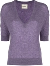 Khaite Sierra Short-sleeve Knit Sweater In Purple